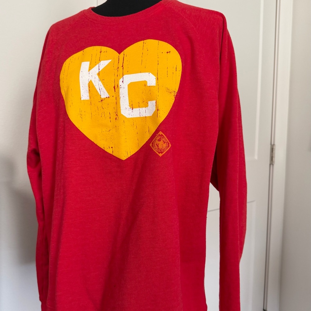 Red KC sweatShirt with Yellow Heart Design